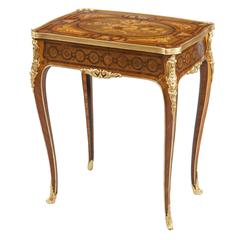English Marquetry Occasional Table with Gilt Bronze Mounts in the French Style