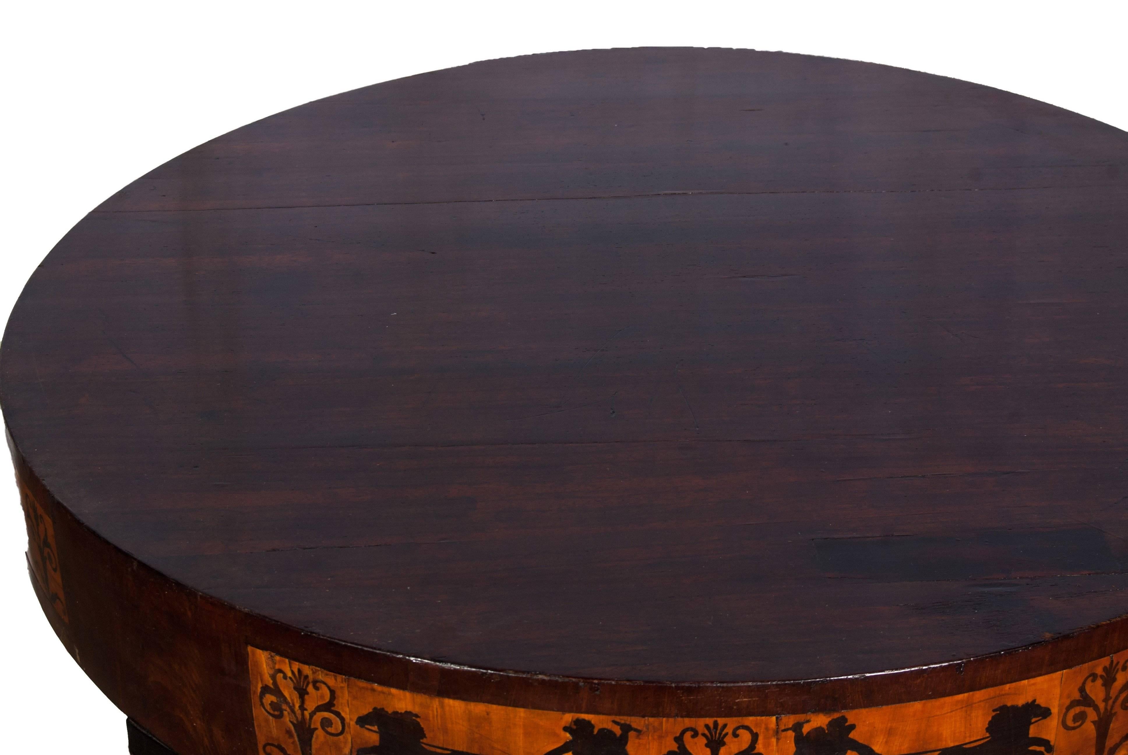 Italian Neapolitan Neoclassical Inlaid Gueridon Side Table For Sale