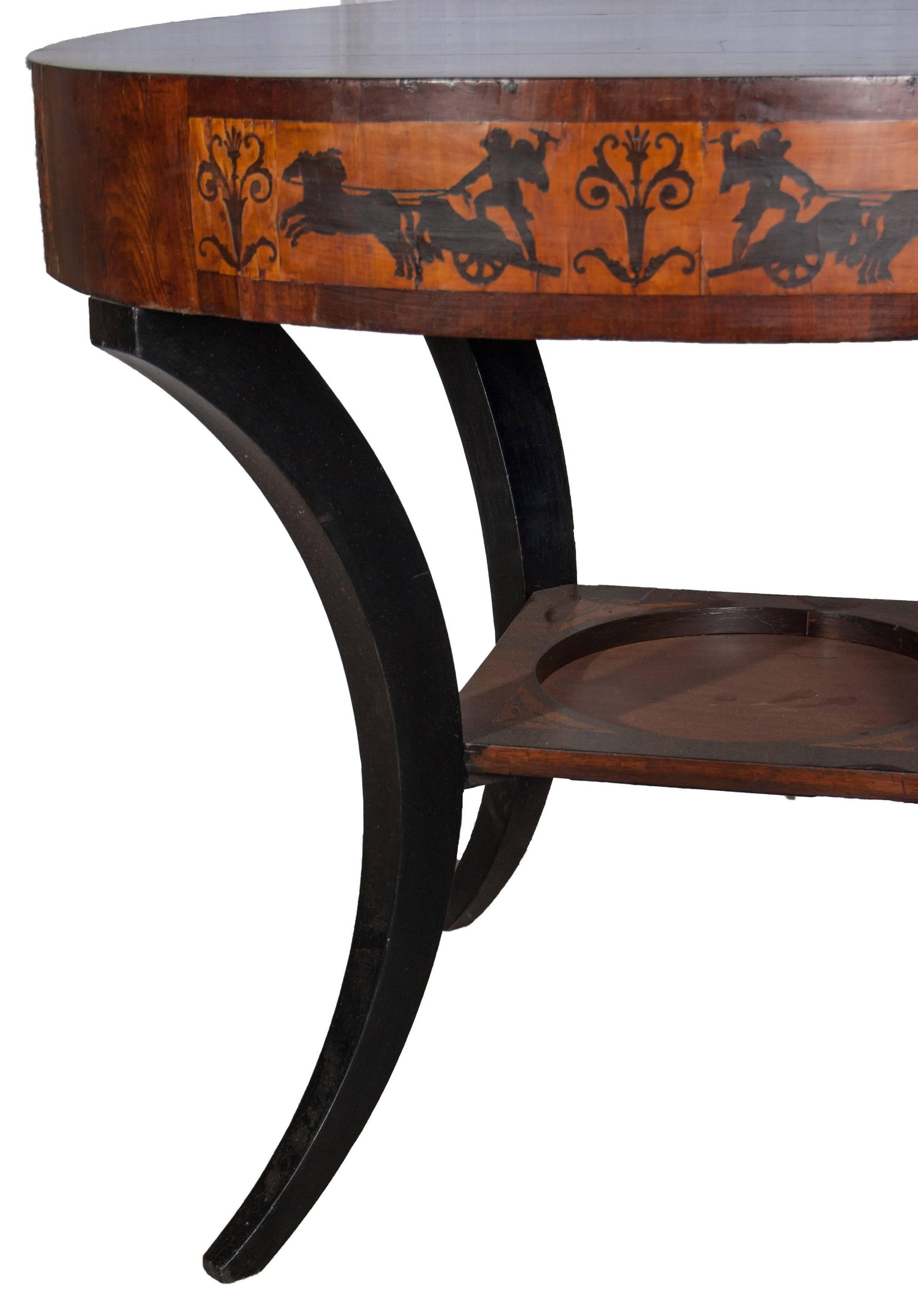 Neapolitan Neoclassical Inlaid Gueridon Side Table In Good Condition For Sale In Washington, DC
