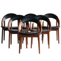 Very Rare Set of Six Dining Chairs by Arne Hovmand Olsen