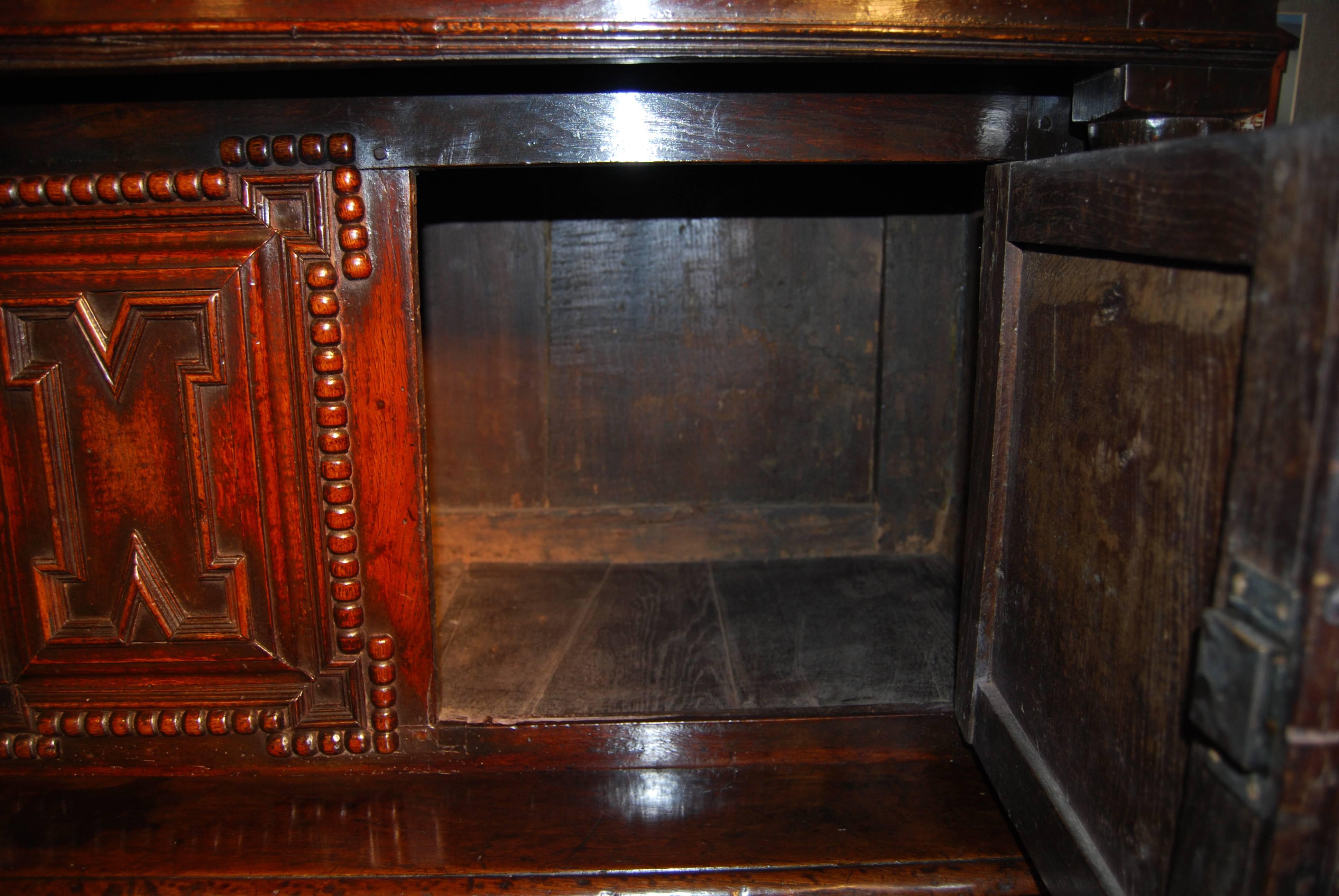 Late 17th Century Carved Oak Court Cupboard For Sale 1