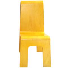 Kinder-Link Molded Maple Plywood Cut-Out Child Chair by Isku, Finland, in Yellow