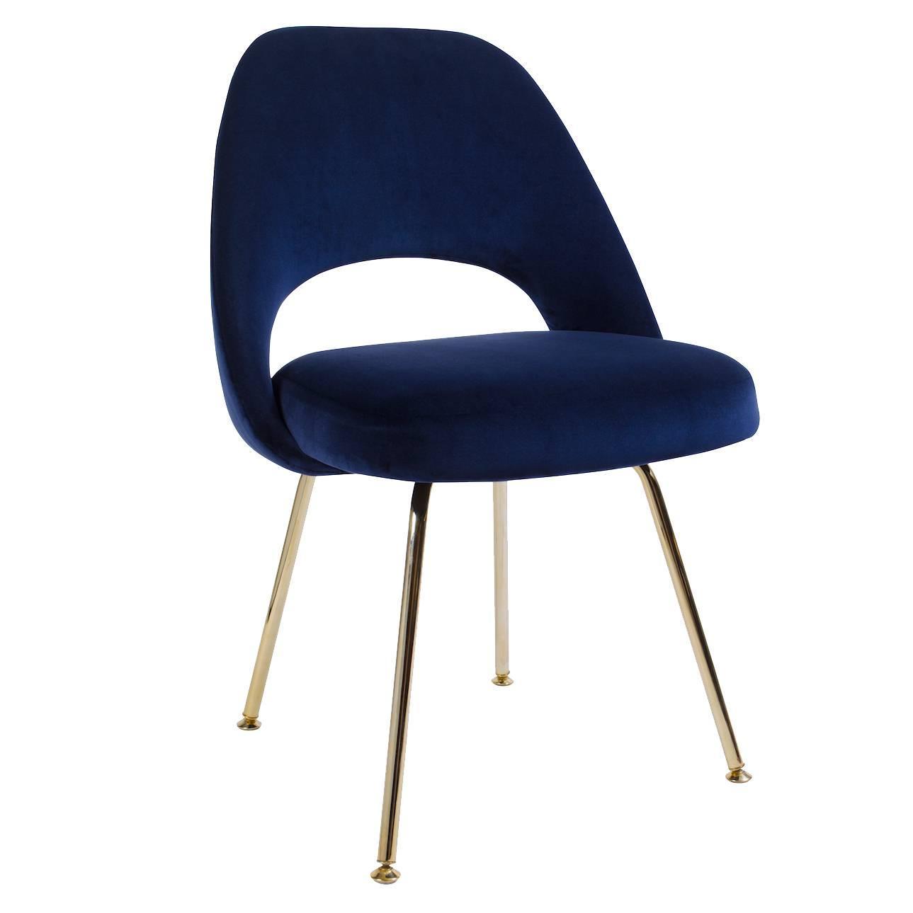 Saarinen Executive Armless Chair In Navy Velvet Karat Gold - Saarinen Executive Armless Chair In Navy Velvet Karat Gold Edition Forsale At Stdibs saarinen executive armless chair in navy velvet karat gold - saarinen executive armless chair in navy velvet karat gold edition forsale at stdibs