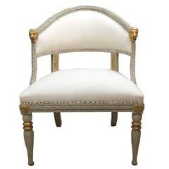 Swedish Empire Grey and Gilt Armchair