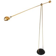 Gold-Plated Halogen Floor Lamp, Yuki from Stephano Cevoli, 1980s, Italia