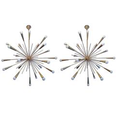 Pair of Large Italian Starburst Chandeliers 9