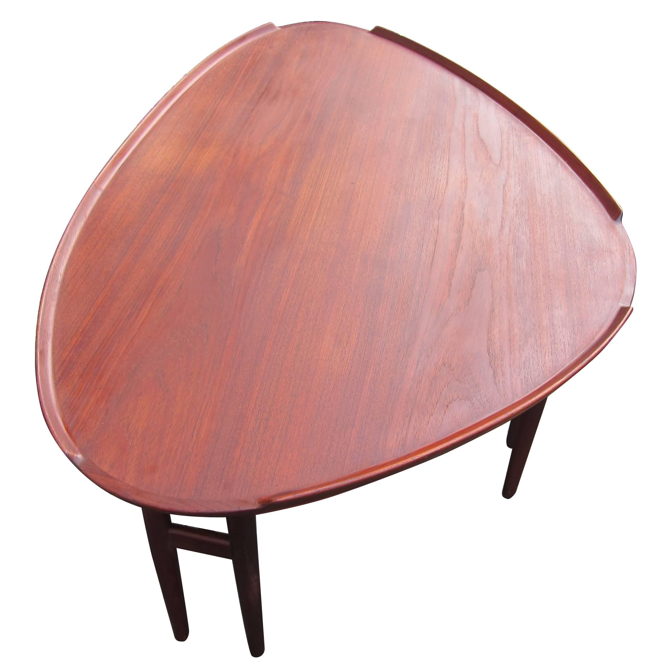 Kidney Shaped Table in Teak by Arne Vodder For Sale