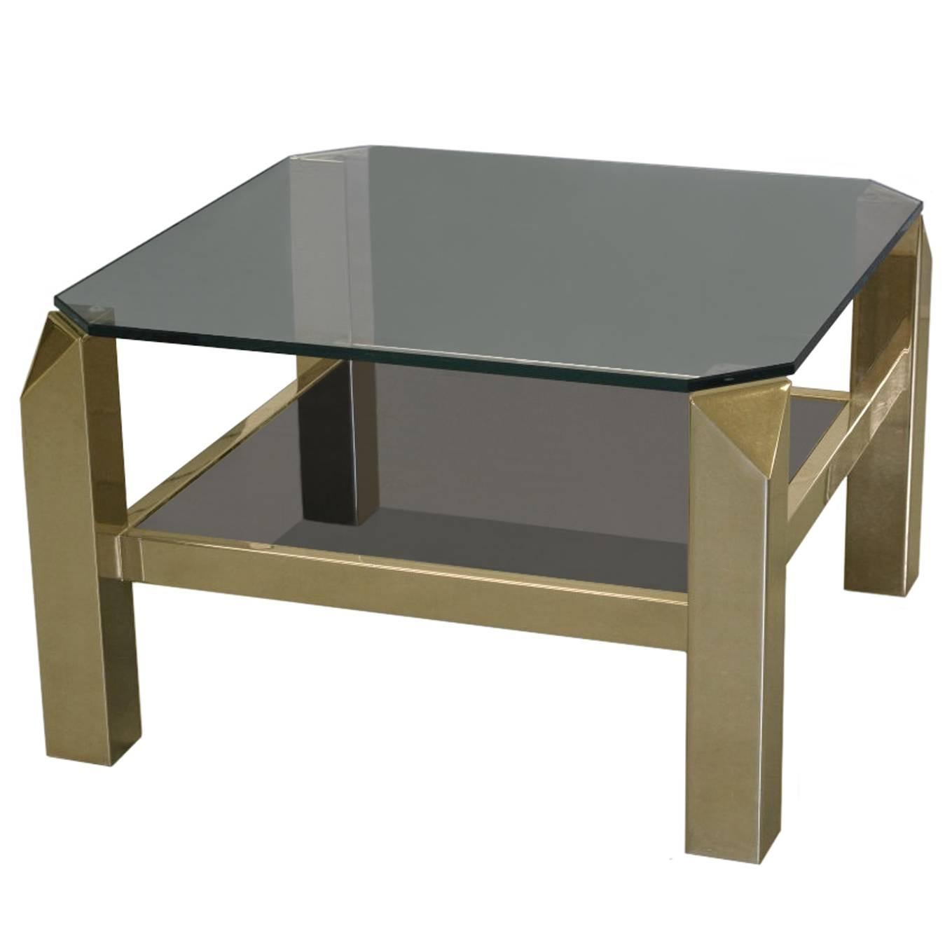 Faceted Mirrored Side Table 18 For Sale on 1stDibs