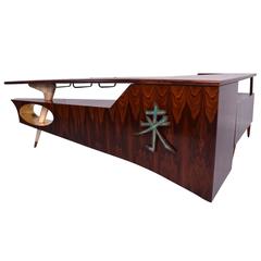 Frank Kyle Modernist Rosewood Desk/Bar with Mendoza Hardware 3