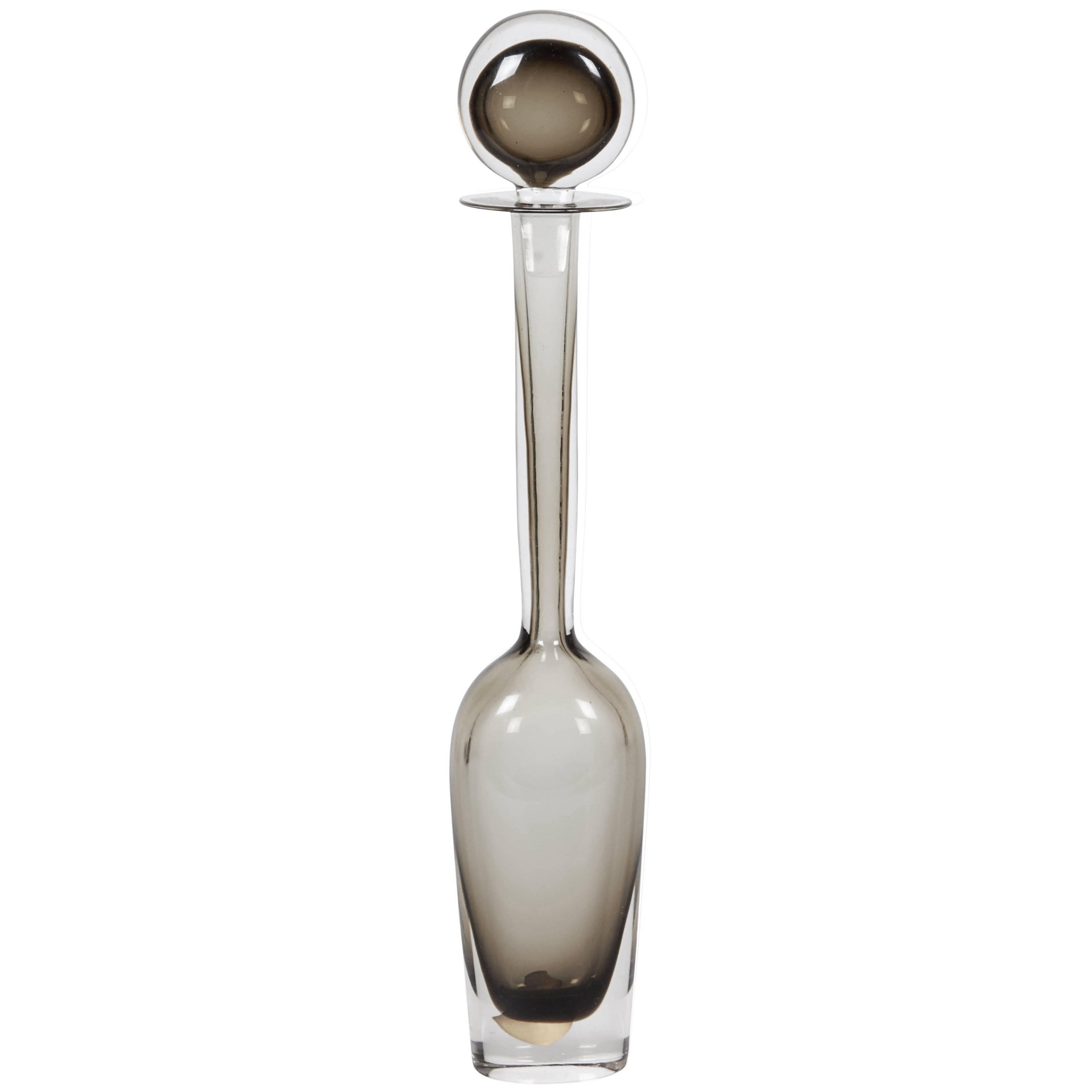 Flavio Poli for Seguso Decanter in Warm Gray Sommerso Murano Glass