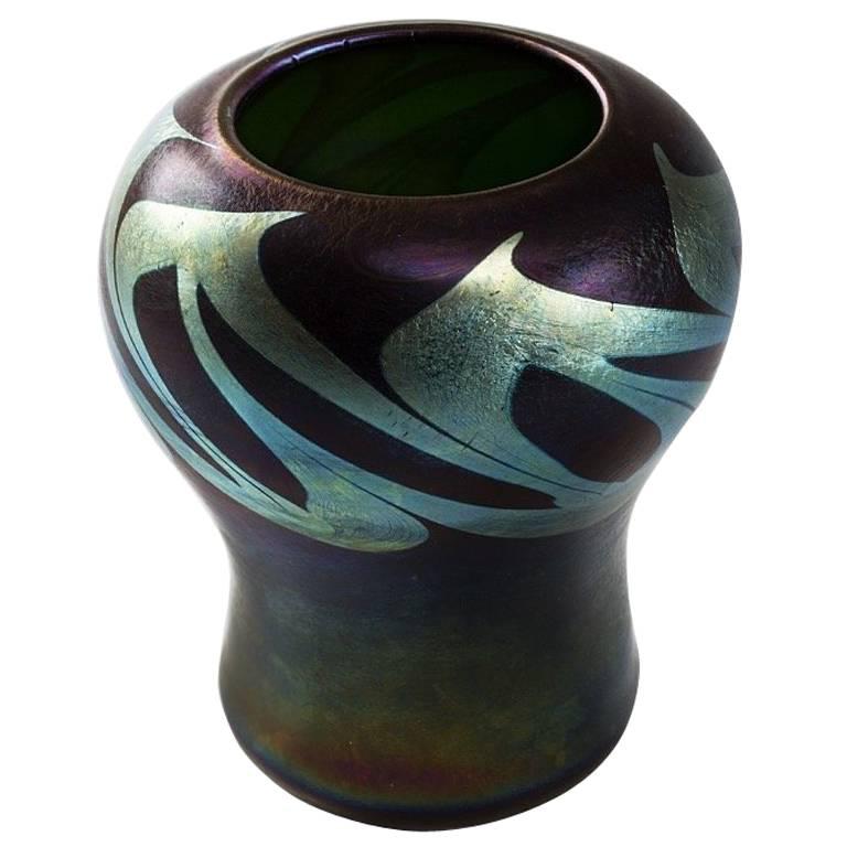 Tiffany Studios New York Blue Green Favrile Glass Vase For Sale