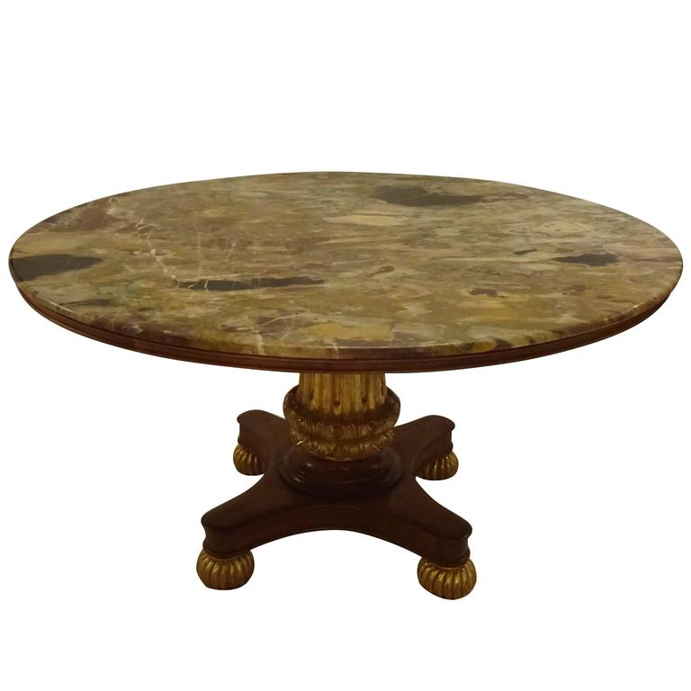Poliform Concorde Dining Table, Four Wood Bases and Six Marble Top