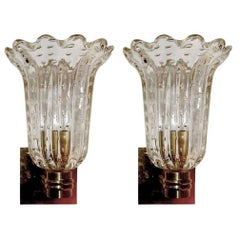 Set of Four Italian Murano Glass Barovier and Toso Sconces 12