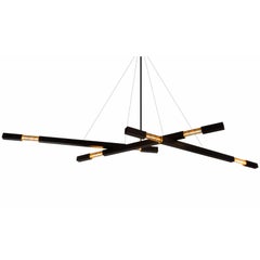 Large Contemporary Modern Chandelier with Brass Details- Industrial Modern Light