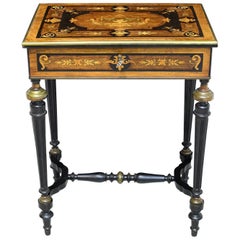 19th Century Napoleon III Marquetry Vanity Side Table, France, circa 1860