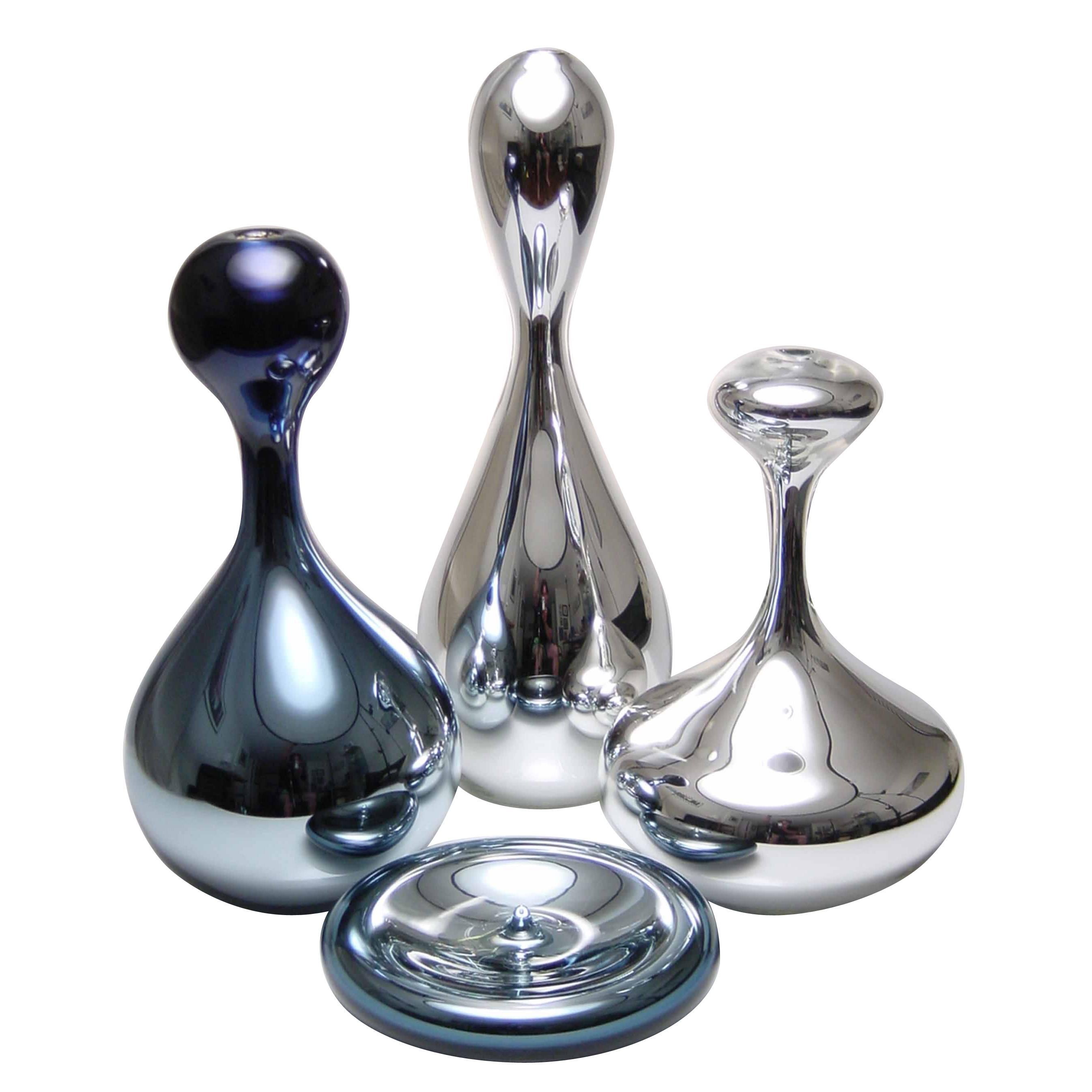 Mercury-Serie, Satz von vier zeitgenössischen handgefertigten Glasobjekten, auf Bestellung gefertigt im Angebot