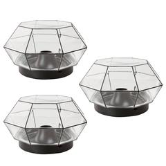 Three Large Geometric Black & Clear Glass Flush Mount Lights by Limburg, 1970s 6