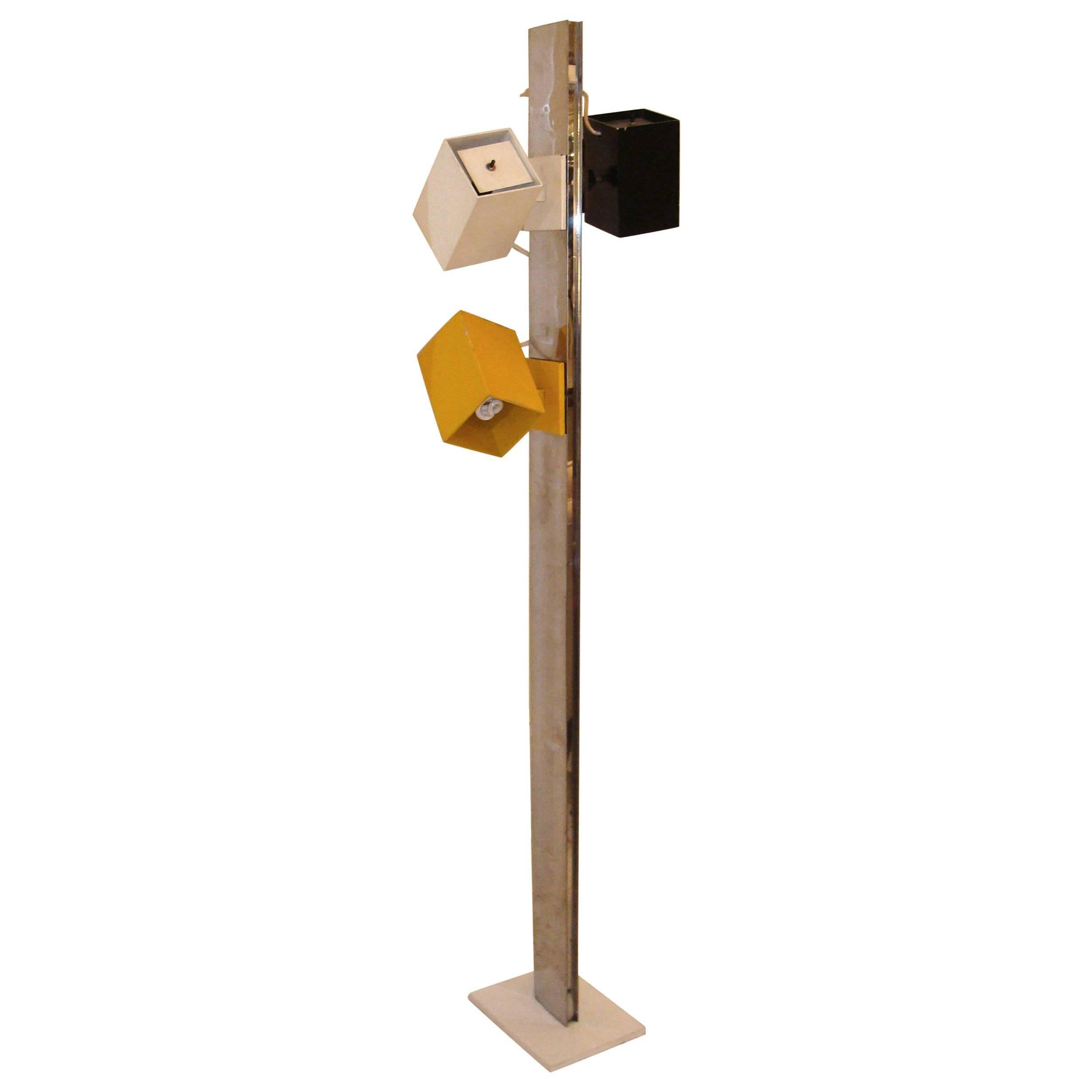 Rare Robert Sonneman Floor Lamp with Magnetic Heads For Sale