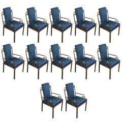  Set of Twelve Modern Mastercraft Brass Greek Key Dining Chairs