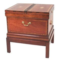 Hepplewhite Style Satinwood Inlaid  Mahogany Cellarette on Stand