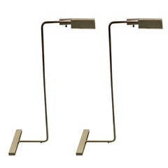 Pair of Cedric Hartman Style Brushed Chrome Floor Lamps