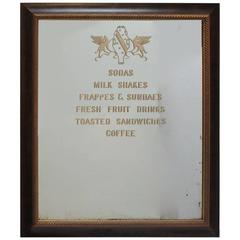 Antique 1900s Ice Cream Parlor Etched Mirror