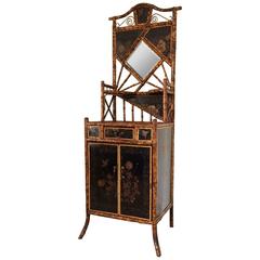 English Bamboo Chinoserie Lacquer Cabinet