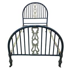 Antique French 19th Century Modern Neoclassical Painted Iron Daybed or Single Bed