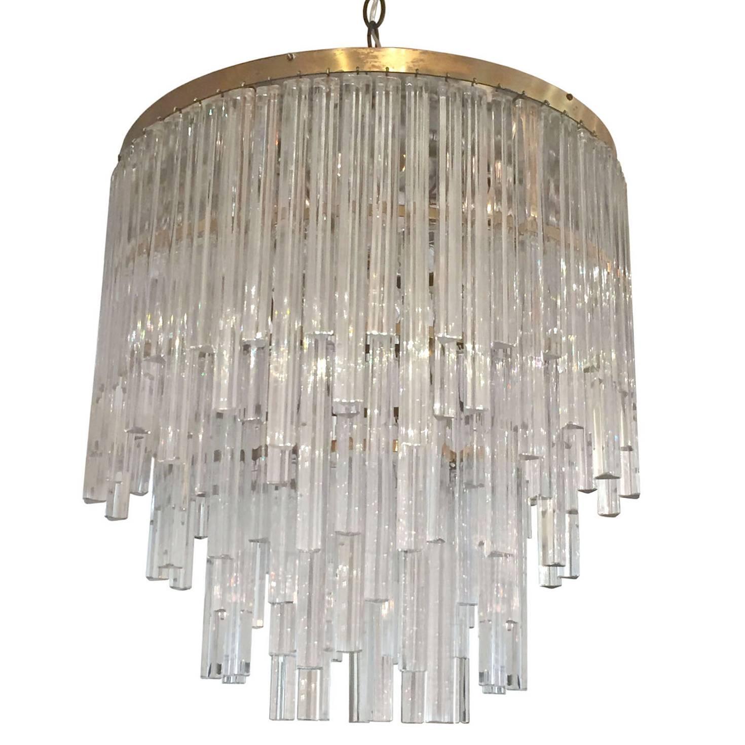 Mid-Century Tiered Murano Glass Chandelier by Venini, Italy, circa 1960