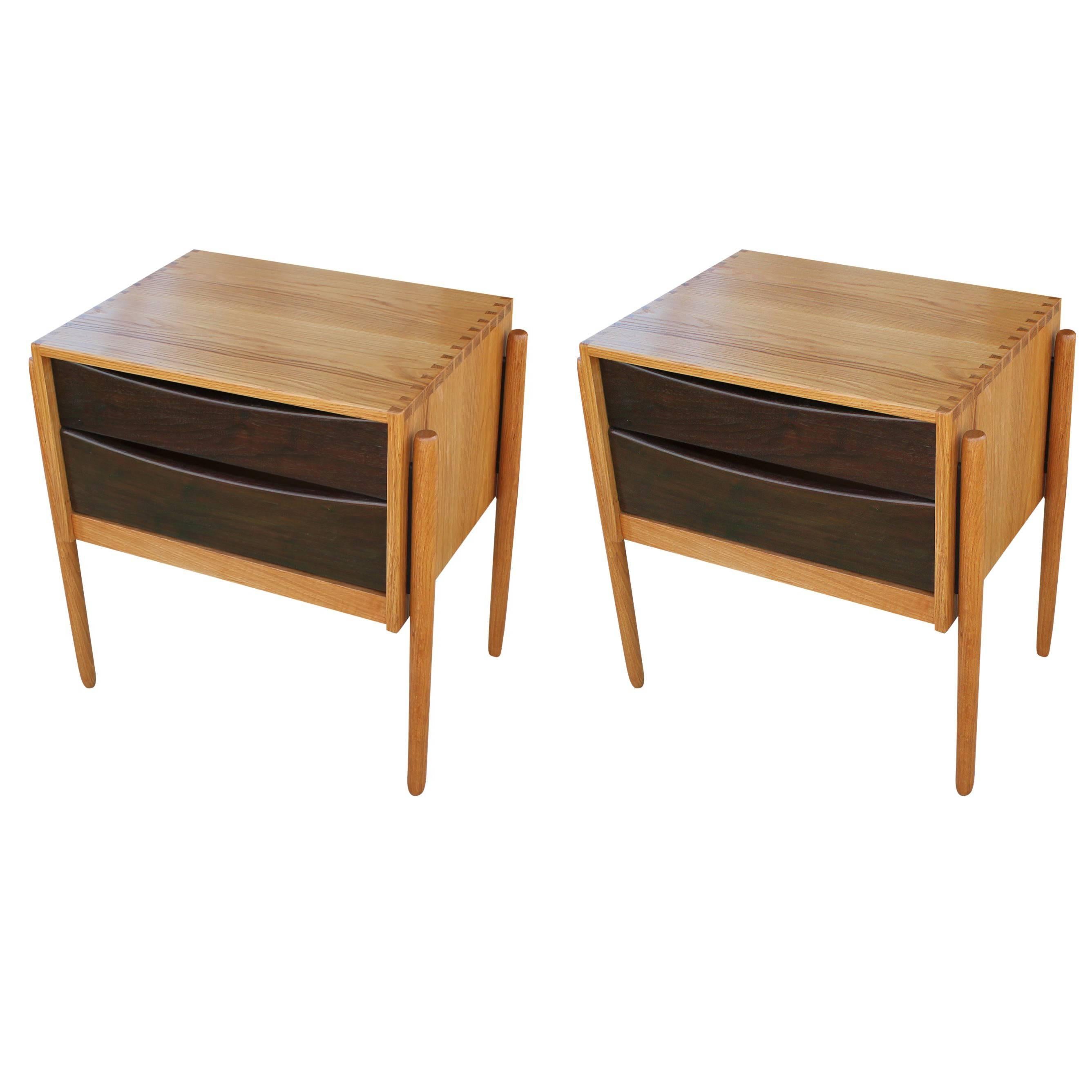 Modern Pair of Studio Custom Side Tables or Nightstands Dovetailed