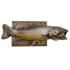 French Art Deco bronze sculpture of a trout fish by Marchegay.
