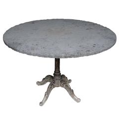 Cast Iron Base Gueridon Table with Blue Stone Top
