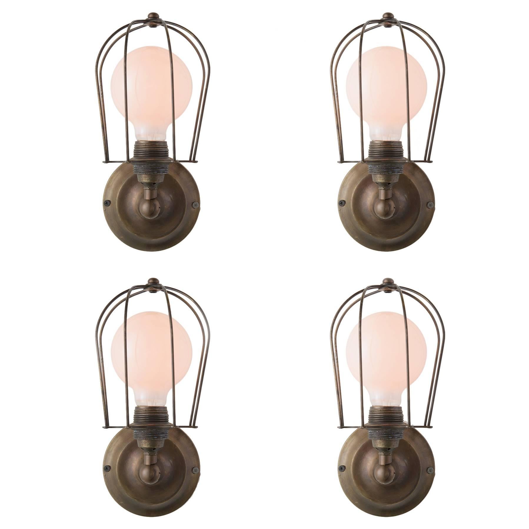 Brass Caged Wall Sconce, Made in Italy