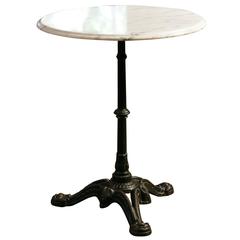 Pair of Marble and Cast Iron Bistro Tables from France
