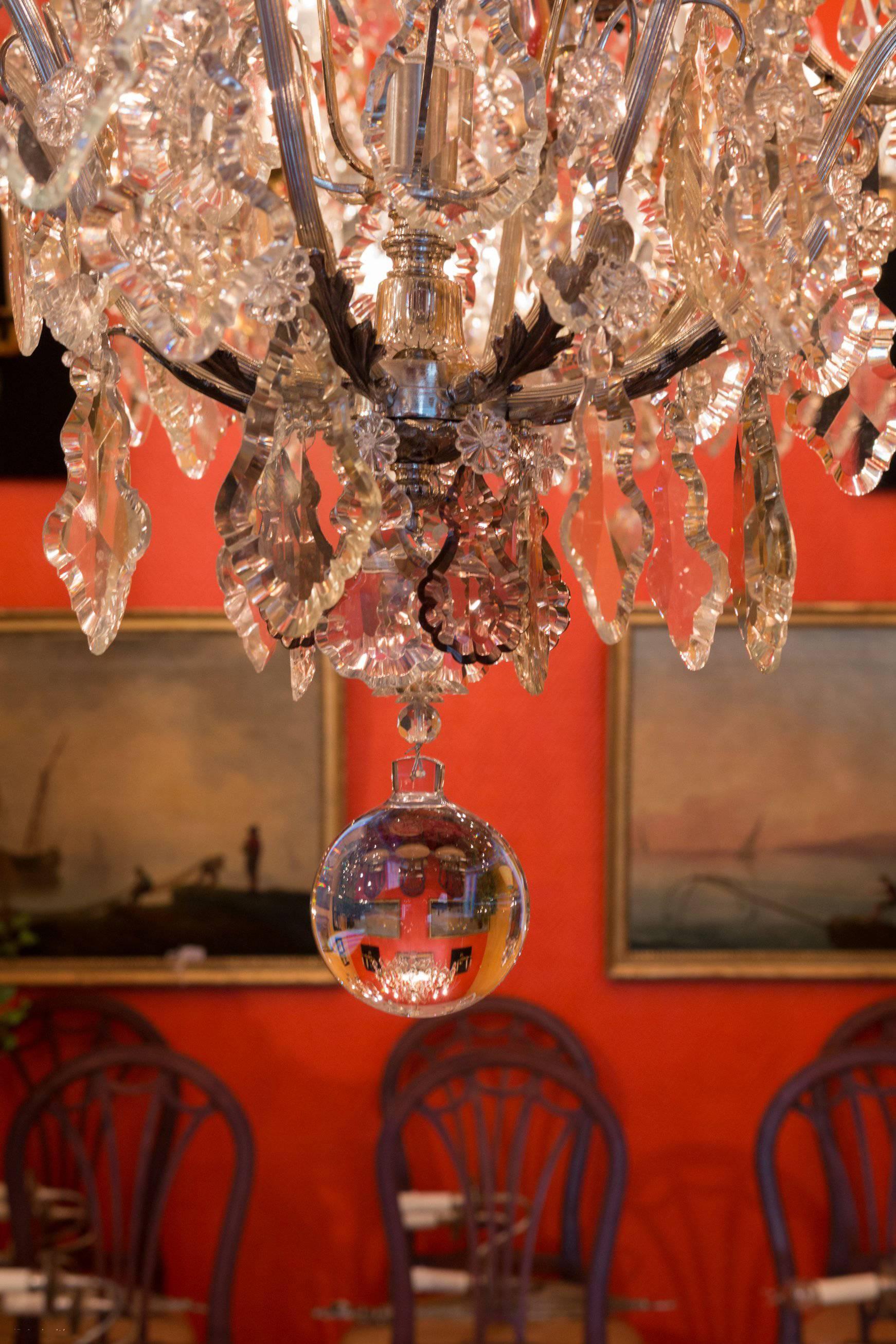 French Mid-20 Century, Louis XV Style, Silverplate and Boheme Crystal Chandelier 4