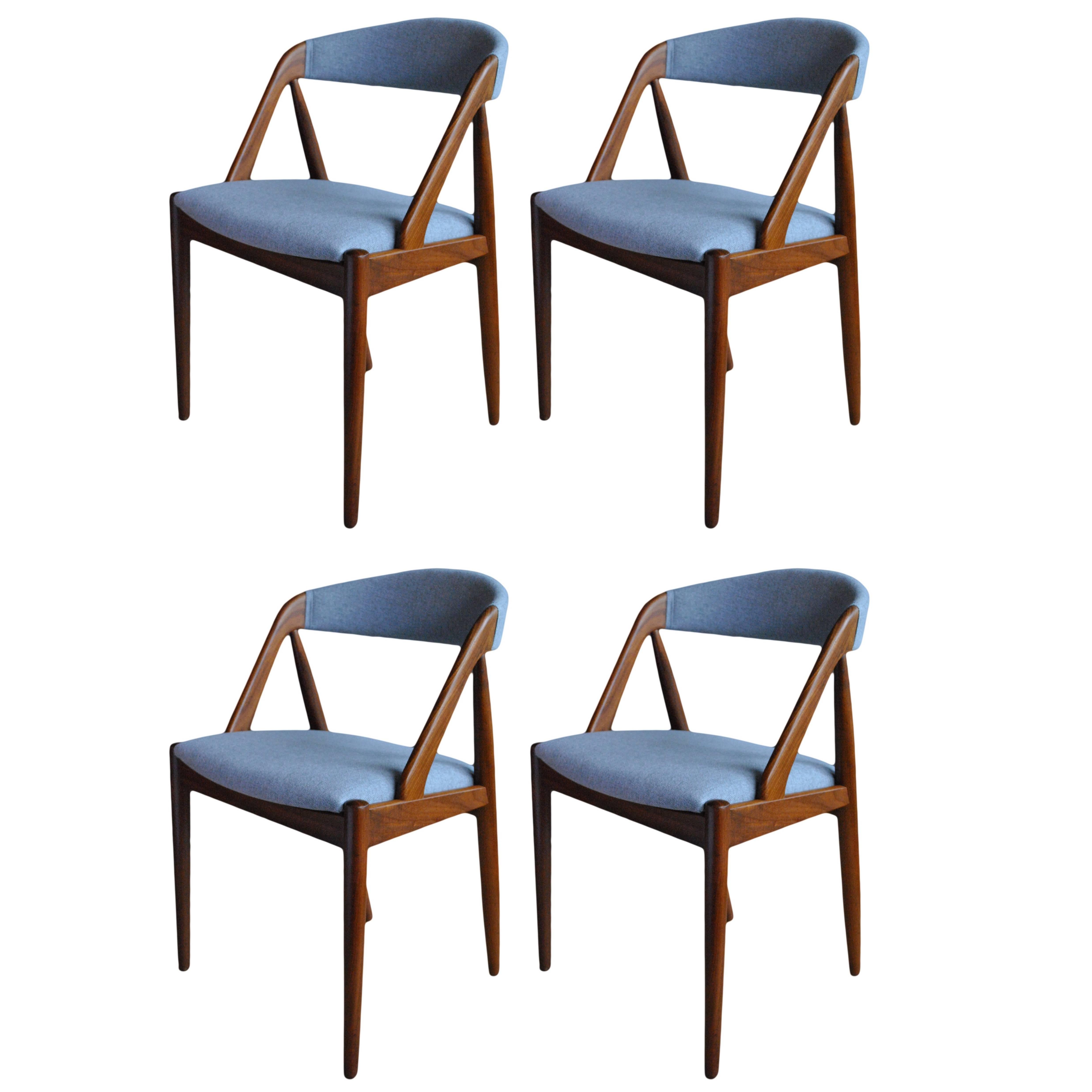 Set of Four fully restored and reupholstered Kai Kristiansen Dining Chairs