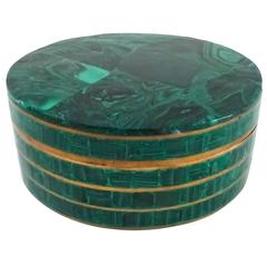 Chic 1950s Malachite and Brass Box