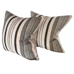 Pair of Chinese Striped Hemp Pillows