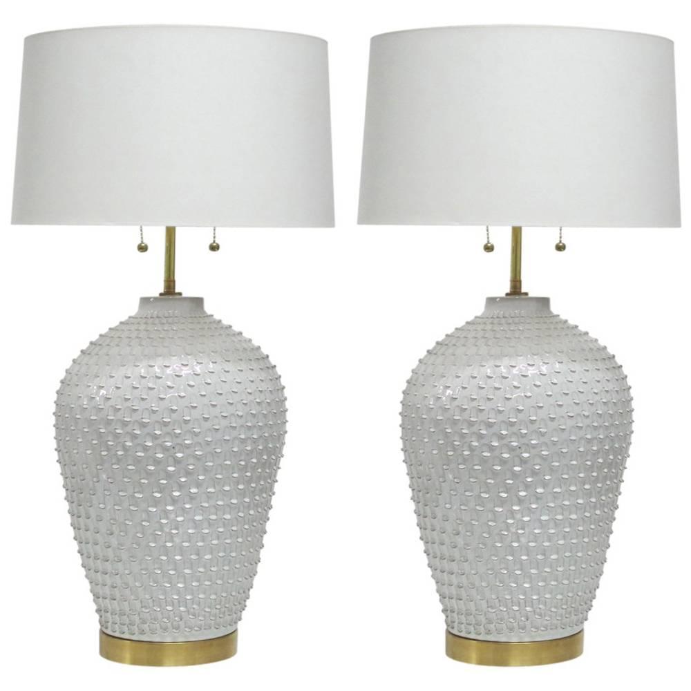 Hegnetslund Pair of Ceramic Table Lamps Signed, Denmark, 1960s