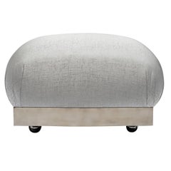 Karl Springer Style Oversized Ottoman or Pouf with Soufflé Design