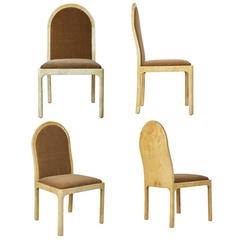 Mohair & Lacquered Goatskin Chairs by Enrique Garcel, circa 1970, Set of Four