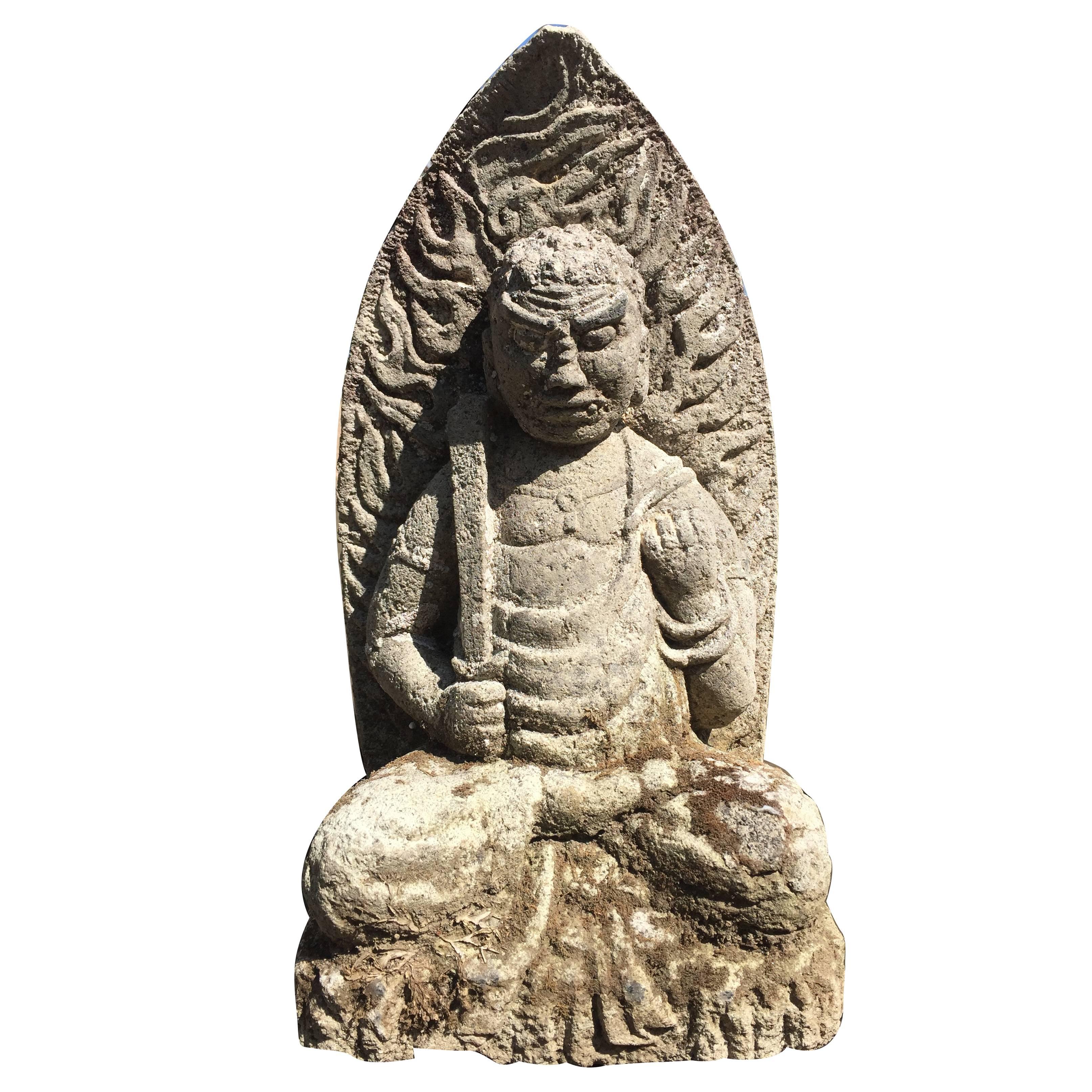 Important Japanese Antique Spiritual Guardian Jizo Garden Ornament, 19thc