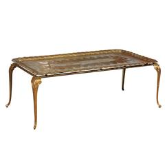 Vintage Etched and Hammered Brass Tray Table 3