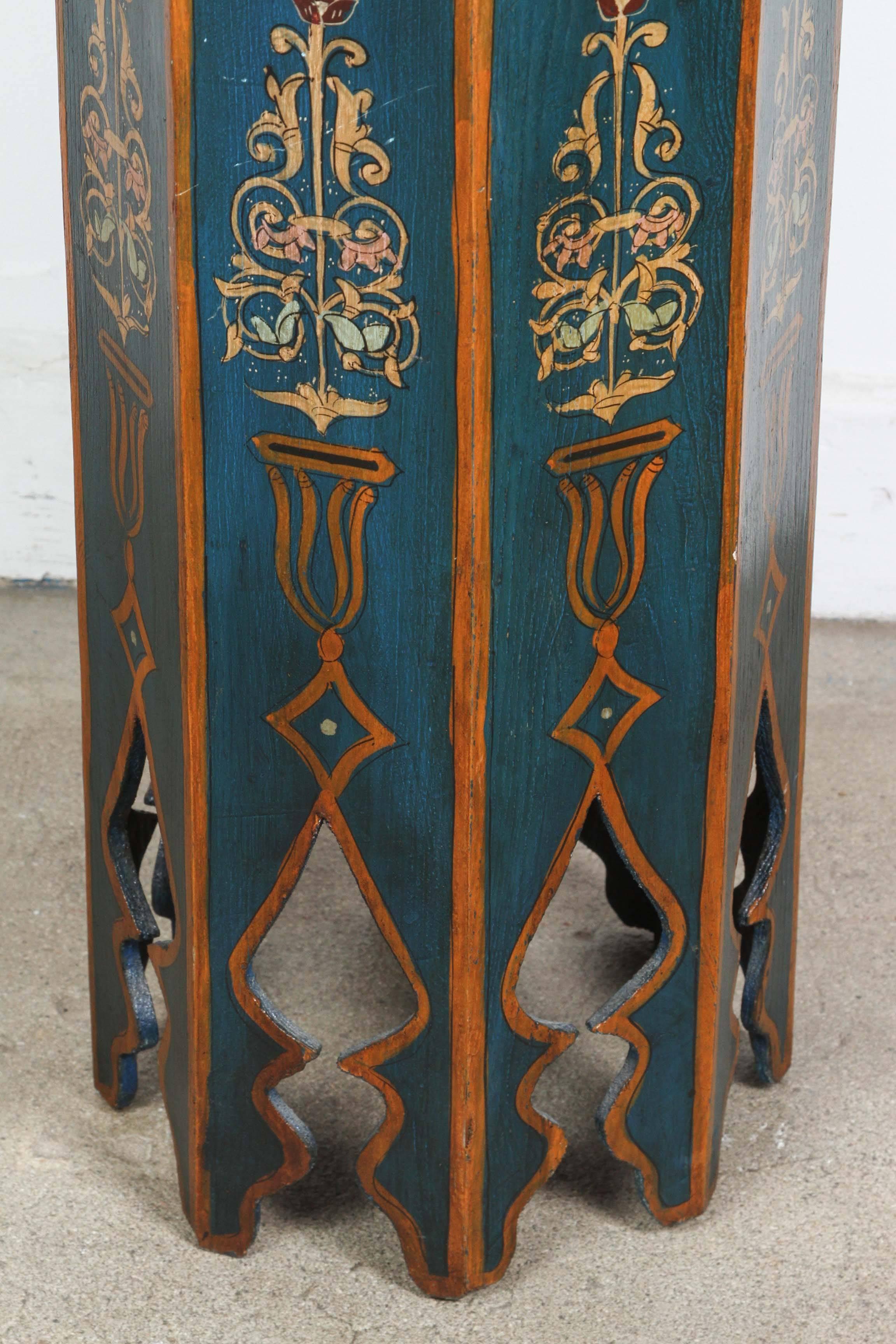 Moorish Moroccan Pedestals Blue Table