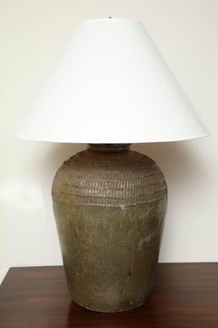 19th Century Terracotta Wine Vessel Lamp