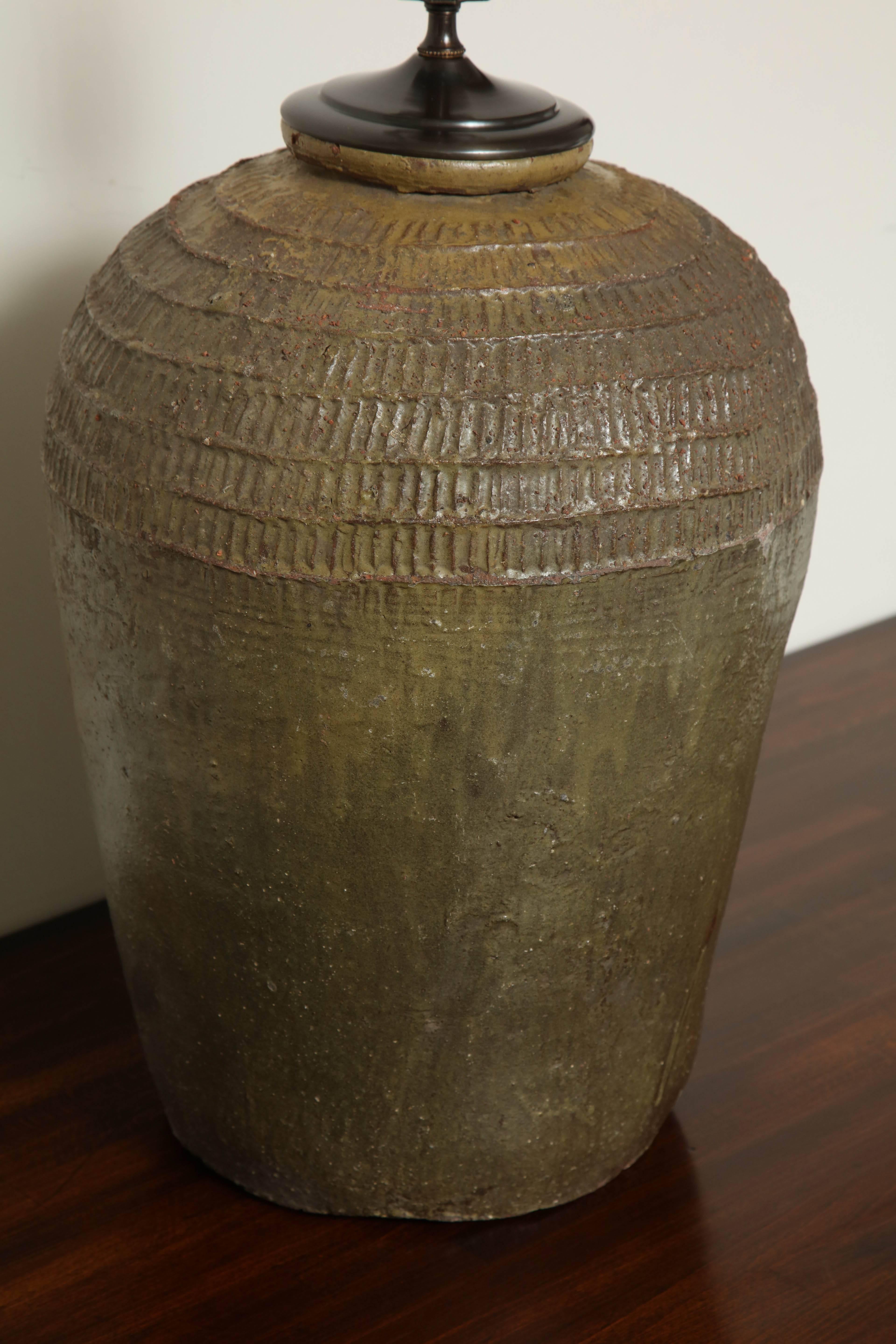 19th Century Terracotta Wine Vessel Lamp 6