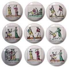 "Il Mondo Alla Rovescia" Set of Nine Piero Fornasetti Coasters 
