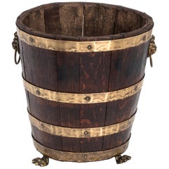 Antique Wood and Brass Bucket
