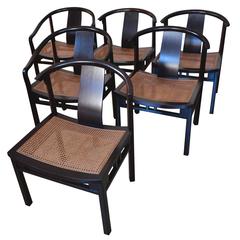 Michael Taylor Six Caned Dining Chairs for Baker, circa 1954 1