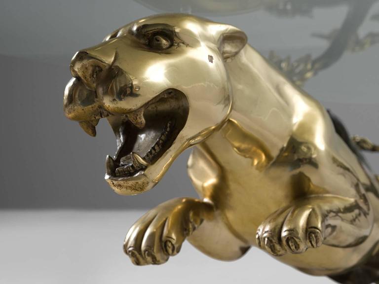 Cast Bronze Glass Jaguar Coffee Table For Sale at 1stDibs